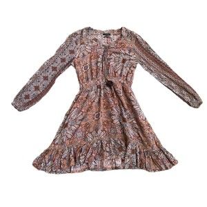 MISS‎ ME Dress Long Sleeve Earth-Toned Boho Multi-Color Women Sz M